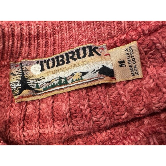 VTG TOBRUK Sweater Mens M Crew Neck Cotton cottage core Fisherman terracota - Picture 7 of 8